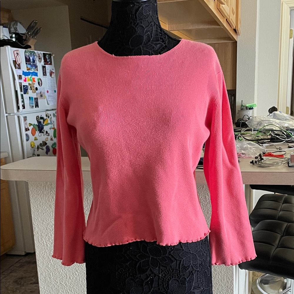 Chic Pink Crew Neck Women's Sweater
